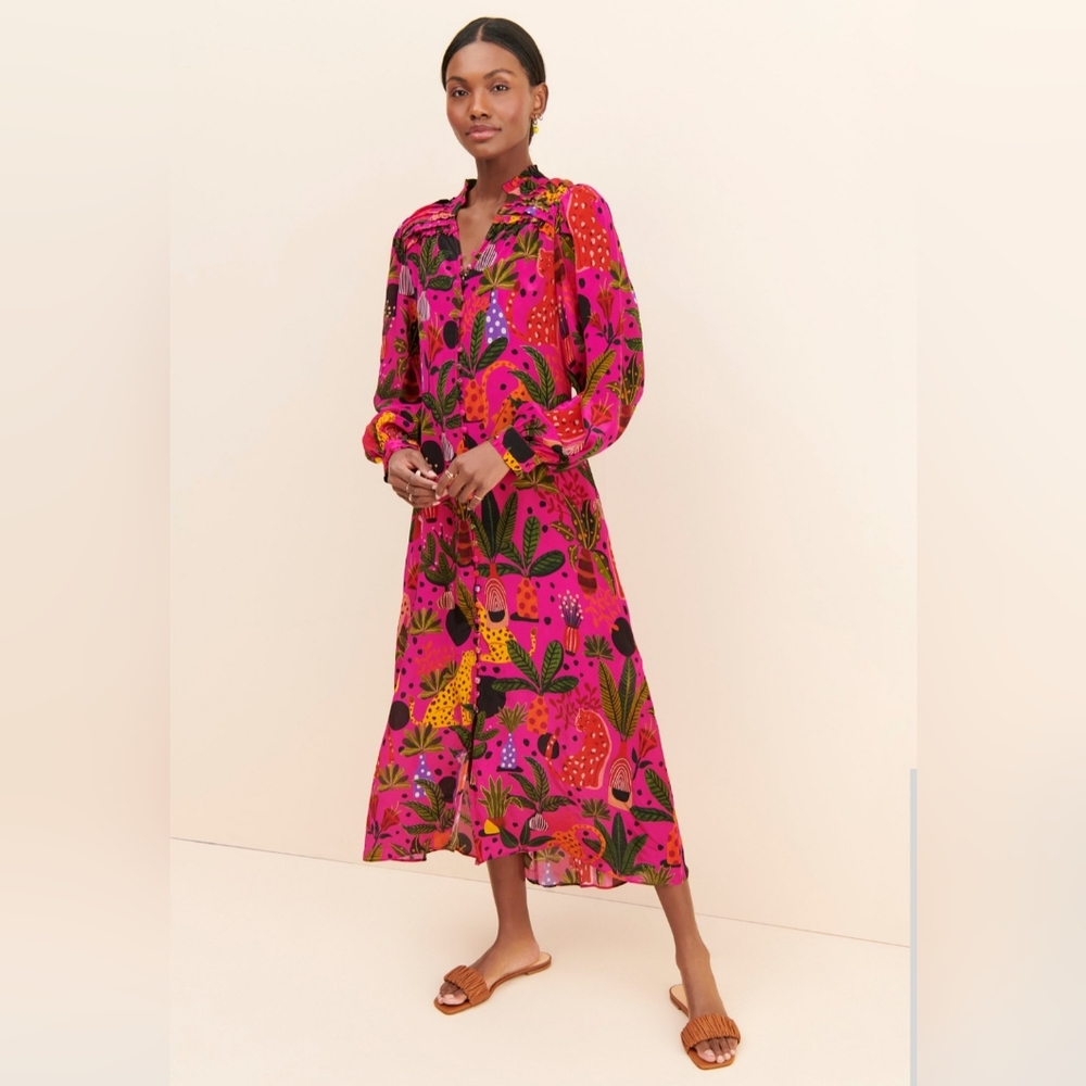 FARM Rio Vibrant Pink and Yellow Maxi Dress